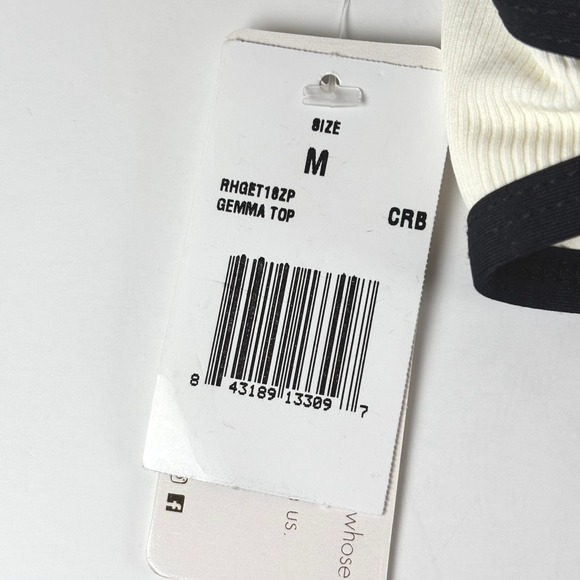 L*Space Gemma Ribbed Bikini Top Swim Bralette Women's M Ivory Black Trim NWT‎ - Picture 5 of 6